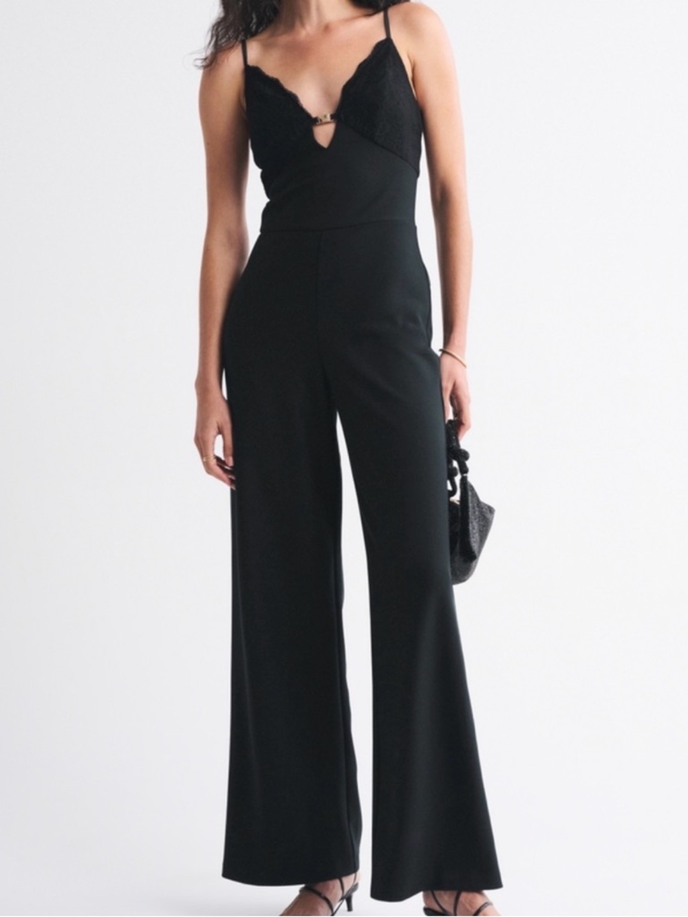 NWT Abercrombie & Fitch Petite Hardware Lace-Trim Jumpsuit